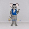 Custom Gray and Blue Mouse in Vest Mascot Costume Adult Full Body Suit for School Events