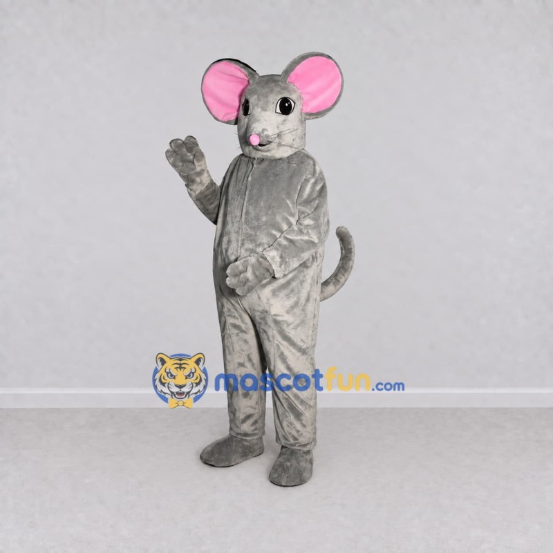 Custom Gray and Pink Mouse Mascot Costume Adult Full Body Suit for School Events Custom Gray and Pink Mouse Mascot Costume Adult Full Body Suit for School Events
