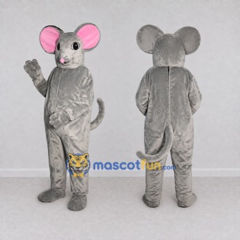 Custom Gray and Pink Mouse Mascot Costume Adult Full Body Suit for School Events