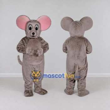 Custom Gray Brown and Pink Mouse Mascot Costume Adult Full Body Suit for School Events