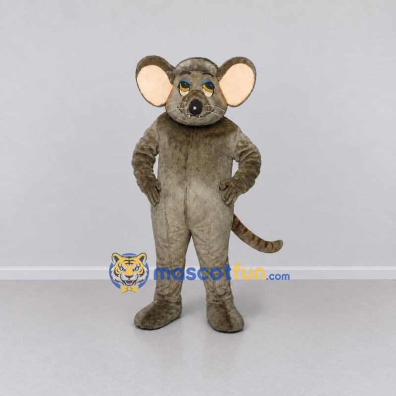 Custom Gray Brown and Cream Mouse Character Mascot Costume Adult Full Body Suit for School Events