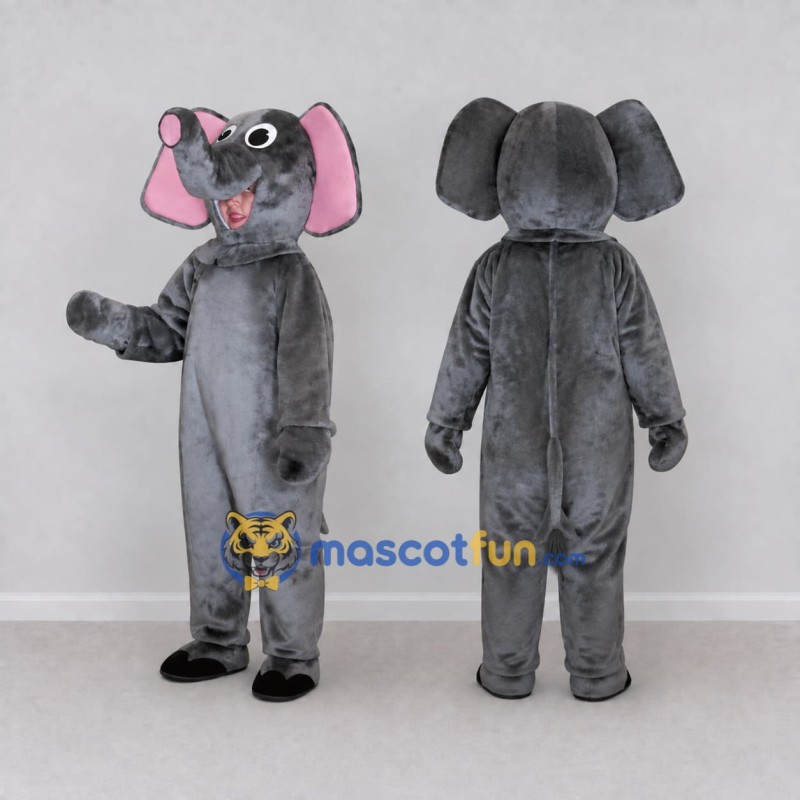 Custom Gray and Pink Elephant Mascot Costume Adult Full Body Suit for School Events Custom Gray and Pink Elephant Mascot Costume Adult Full Body Suit for School Events