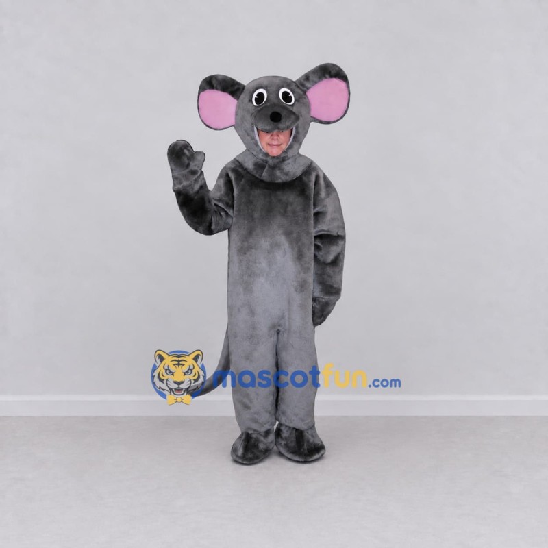 Custom Dark Gray and Pink Mouse Mascot Costume Adult Full Body Suit for School Events