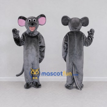 Custom Dark Gray and Pink Mouse Mascot Costume Adult Full Body Suit for School Events