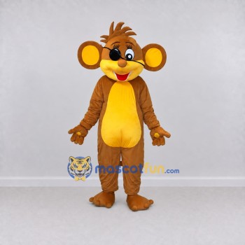 Custom Brown and Yellow Monkey with Eye Patch Mascot Costume Adult Full Body Suit for Theme Parties