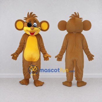 Custom Brown and Yellow Monkey with Eye Patch Mascot Costume Adult Full Body Suit for Theme Parties