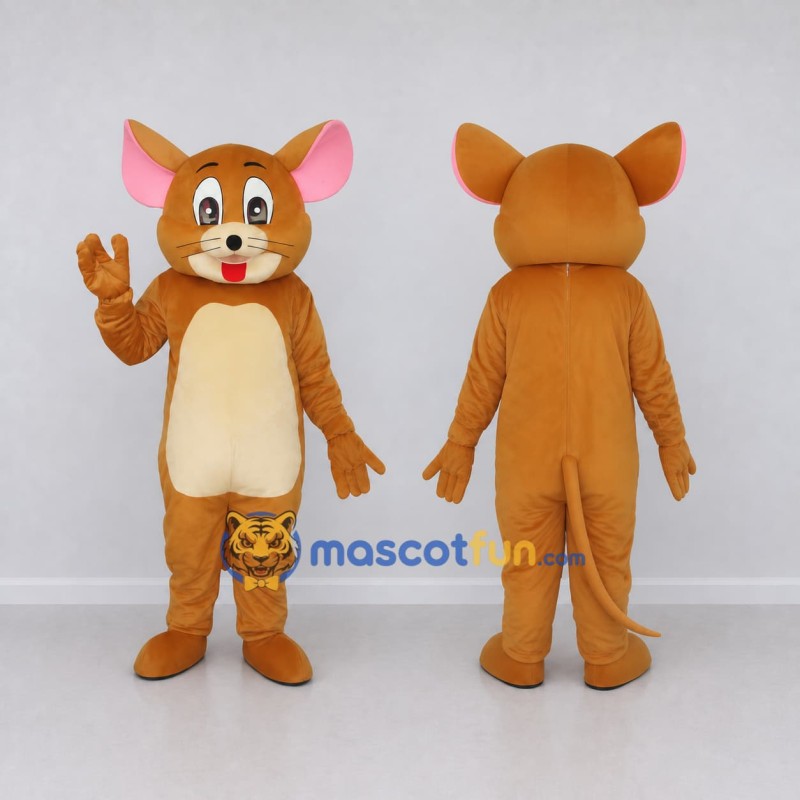 Custom Brown and Cream Mouse Mascot Costume Adult Full Body Suit for School Events Custom Brown and Cream Mouse Mascot Costume Adult Full Body Suit for School Events