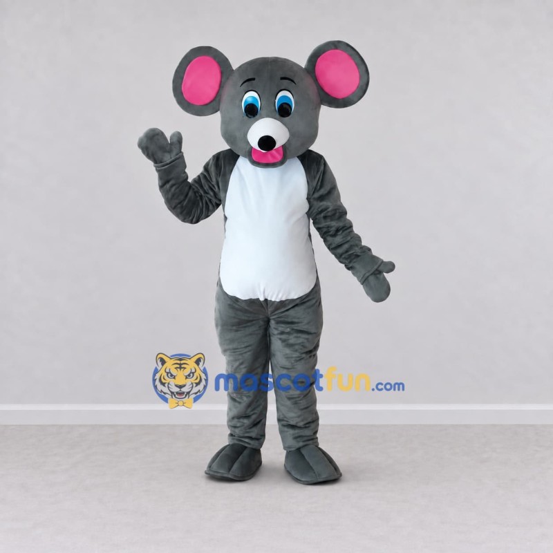 Custom Gray and White Mouse Mascot Costume Adult Full Body Suit for School Events Custom Gray and White Mouse Mascot Costume Adult Full Body Suit for School Events