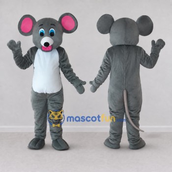 Custom Gray and White Mouse Mascot Costume Adult Full Body Suit for School Events