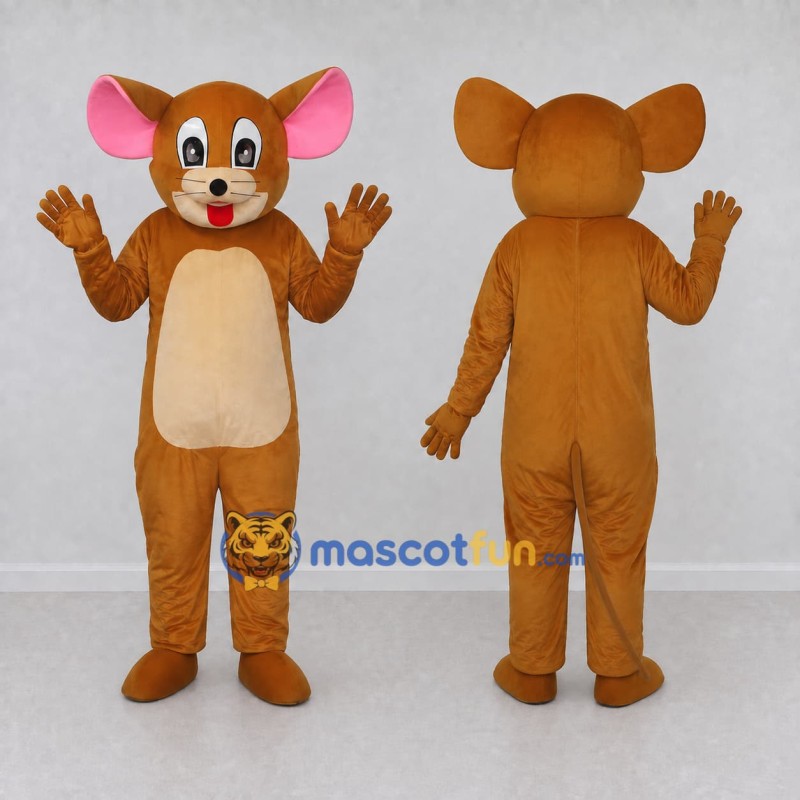 Custom Brown and Cream Mouse Mascot Costume Adult Full Body Suit for School Events Custom Brown and Cream Mouse Mascot Costume Adult Full Body Suit for School Events