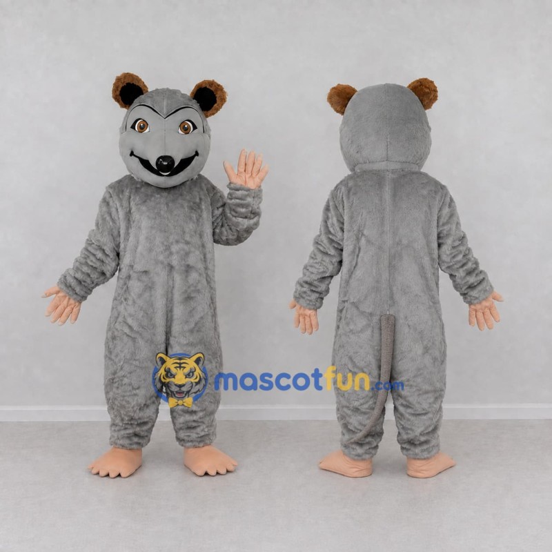 Custom Gray and Tan Rat Character Mascot Costume Adult Full Body Suit for School Events Custom Gray and Tan Rat Character Mascot Costume Adult Full Body Suit for School Events