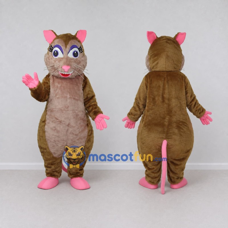 Custom Brown and Pink Rat Mascot Costume Adult Full Body Suit for School Events Custom Brown and Pink Rat Mascot Costume Adult Full Body Suit for School Events