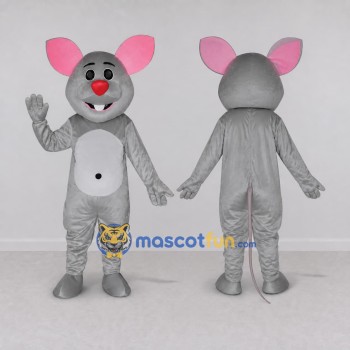 Custom Gray and White Mouse Mascot Costume Adult Full Body Suit for School Events