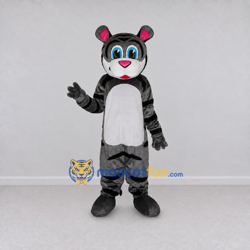 Custom Gray Black and White Tiger Mascot Costume Adult Full Body Suit for School Events Custom Gray Black and White Tiger Mascot Costume Adult Full Body Suit for School Events