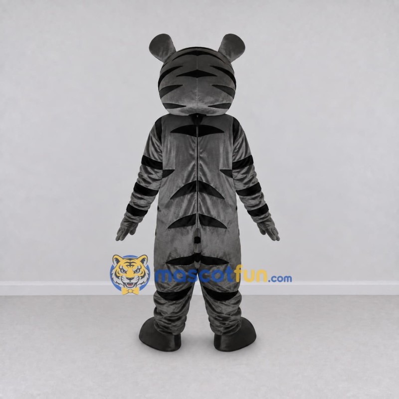 Custom Gray Black and White Tiger Mascot Costume Adult Full Body Suit for School Events Custom Gray Black and White Tiger Mascot Costume Adult Full Body Suit for School Events