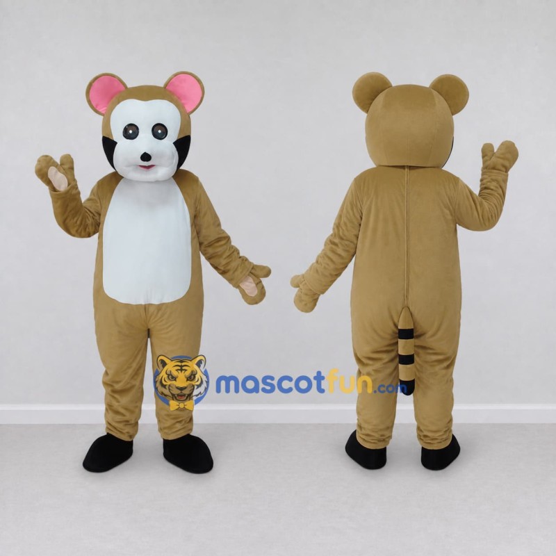 Custom Tan Black and White Raccoon Character Mascot Costume Adult Full Body Suit for School Events Custom Tan Black and White Raccoon Character Mascot Costume Adult Full Body Suit for School Events