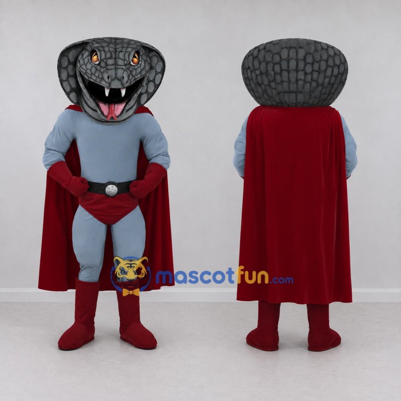 Custom Gray and Red Superhero Cobra Mascot Costume Adult Full Body Suit for Theme Parties Custom Gray and Red Superhero Cobra Mascot Costume Adult Full Body Suit for Theme Parties