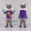 Custom Gray and Purple Rabbit in Carrot Shirt Mascot Costume Adult Full Body Suit for Easter Events