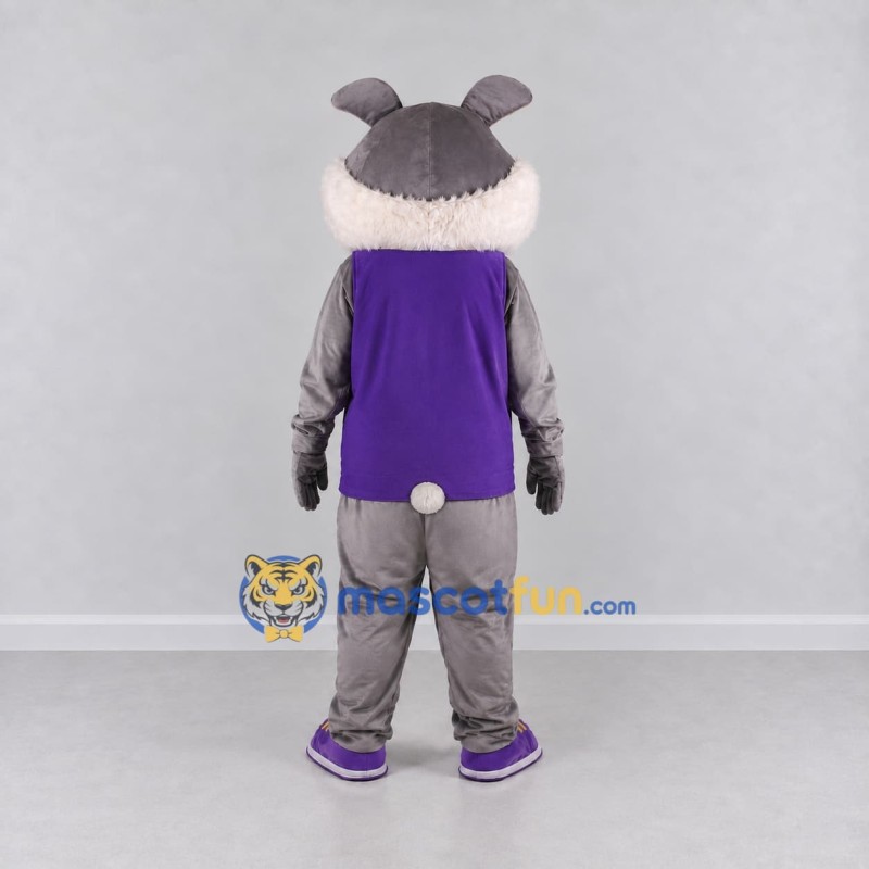 Custom Gray and Purple Rabbit in Carrot Shirt Mascot Costume Adult Full Body Suit for Easter Events