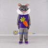 Custom Gray and Purple Rabbit in Carrot Shirt Mascot Costume Adult Full Body Suit for Easter Events Custom Gray and Purple Rabbit in Carrot Shirt Mascot Costume Adult Full Body Suit for Easter Events