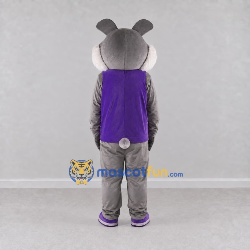 Custom Gray and Purple Rabbit in Carrot Shirt Mascot Costume Adult Full Body Suit for Easter Events Custom Gray and Purple Rabbit in Carrot Shirt Mascot Costume Adult Full Body Suit for Easter Events