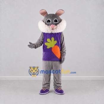 Custom Gray and Purple Rabbit in Carrot Shirt Mascot Costume Adult Full Body Suit for Easter Events Custom Gray and Purple Rabbit in Carrot Shirt Mascot Costume Adult Full Body Suit for Easter Events