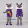 Custom Gray and Purple Rabbit in Carrot Shirt Mascot Costume Adult Full Body Suit for Easter Events Custom Gray and Purple Rabbit in Carrot Shirt Mascot Costume Adult Full Body Suit for Easter Events