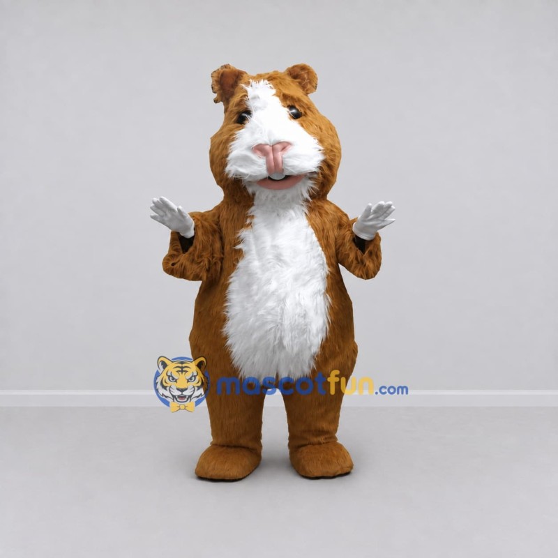 Custom Brown and White Guinea Pig Mascot Costume Adult Full Body Suit for School Events Custom Brown and White Guinea Pig Mascot Costume Adult Full Body Suit for School Events