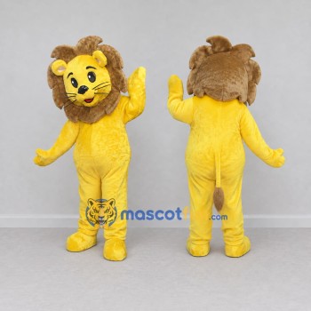 Custom Yellow and Brown Lion Mascot Costume Adult Full Body Suit for School Events