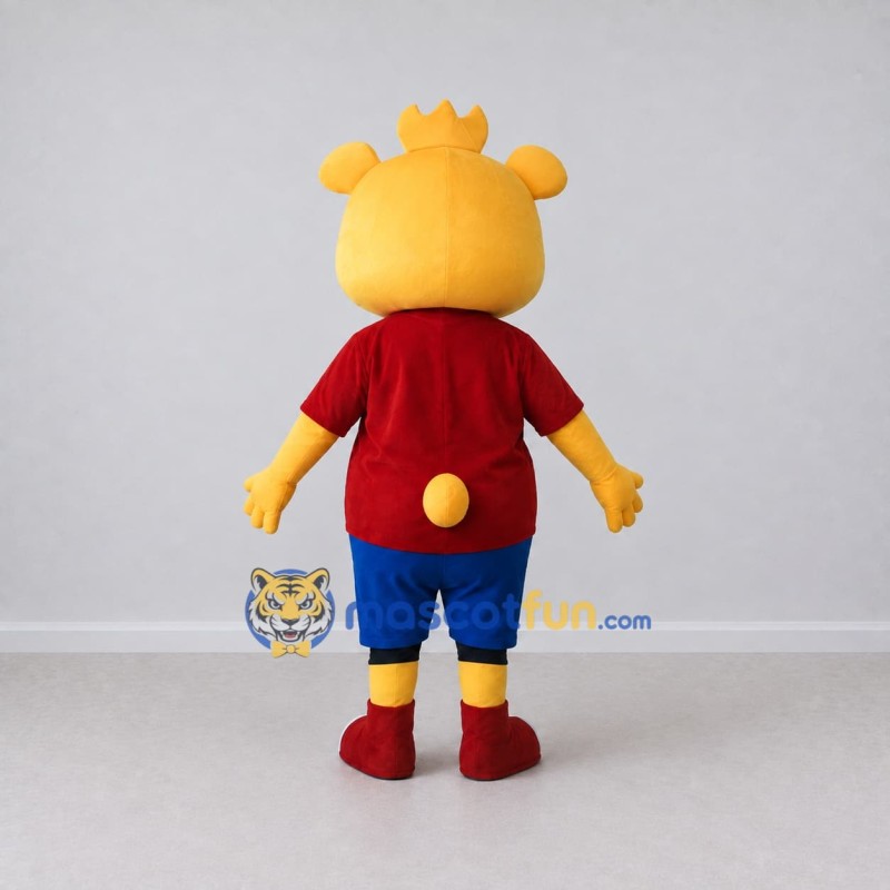 Custom Yellow Red and Blue Bear in T Shirt Mascot Costume Adult Full Body Suit for School Events Custom Yellow Red and Blue Bear in T Shirt Mascot Costume Adult Full Body Suit for School Events