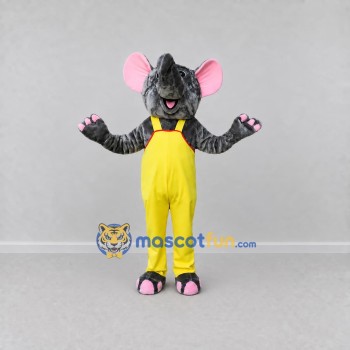 Custom Gray and Yellow Rat in Overalls Mascot Costume Adult Full Body Suit for School Events Custom Gray and Yellow Rat in Overalls Mascot Costume Adult Full Body Suit for School Events