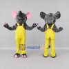 Custom Gray and Yellow Rat in Overalls Mascot Costume Adult Full Body Suit for School Events Custom Gray and Yellow Rat in Overalls Mascot Costume Adult Full Body Suit for School Events