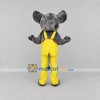 Custom Gray and Yellow Rat in Overalls Mascot Costume Adult Full Body Suit for School Events Custom Gray and Yellow Rat in Overalls Mascot Costume Adult Full Body Suit for School Events
