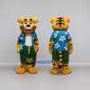 Custom Orange Blue and Green Tiger in Floral Shirt Mascot Costume Adult Full Body Suit for Summer Events Custom Orange Blue and Green Tiger in Floral Shirt Mascot Costume Adult Full Body Suit for Summer Events