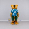 Custom Orange Blue and Green Tiger in Floral Shirt Mascot Costume Adult Full Body Suit for Summer Events Custom Orange Blue and Green Tiger in Floral Shirt Mascot Costume Adult Full Body Suit for Summer Events