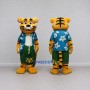 Custom Orange Blue and Green Tiger in Floral Shirt Mascot Costume Adult Full Body Suit for Summer Events