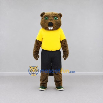 Custom Brown Yellow and Black Beaver in Sportswear Mascot Costume Adult Full Body Suit for Sports Events