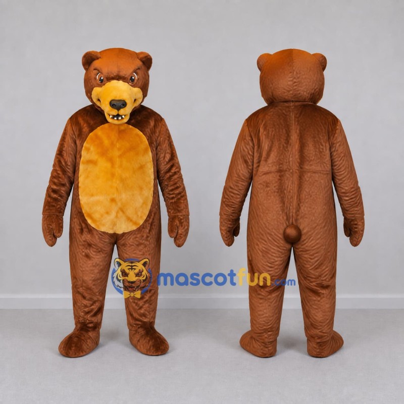 Custom Brown and Tan Bear Mascot Costume Adult Full Body Suit for School Events Custom Brown and Tan Bear Mascot Costume Adult Full Body Suit for School Events