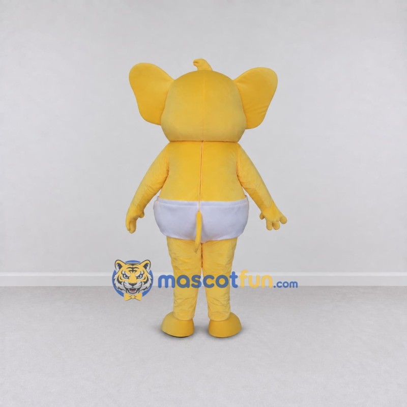 Custom Yellow and White Baby Elephant Mascot Costume Adult Full Body Suit for Baby Showers Custom Yellow and White Baby Elephant Mascot Costume Adult Full Body Suit for Baby Showers