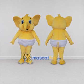 Custom Yellow and White Baby Elephant Mascot Costume Adult Full Body Suit for Baby Showers