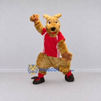 Custom Tan and Red Kangaroo in Sportswear Mascot Costume Adult Full Body Suit for Sports Events