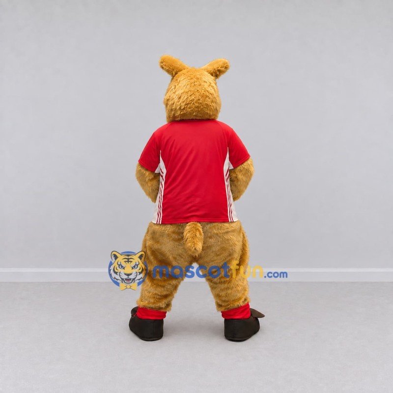 Custom Tan and Red Kangaroo in Sportswear Mascot Costume Adult Full Body Suit for Sports Events