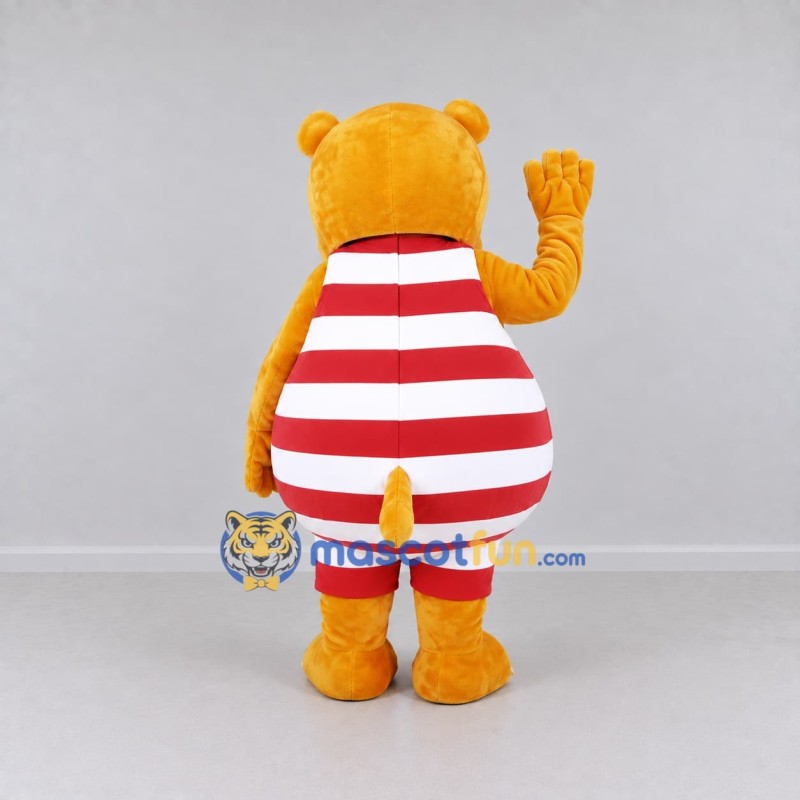 Custom Yellow Red and White Hippo in Striped Outfit Mascot Costume Adult Full Body Suit for School Events Custom Yellow Red and White Hippo in Striped Outfit Mascot Costume Adult Full Body Suit for School Events