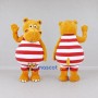 Custom Yellow Red and White Hippo in Striped Outfit Mascot Costume Adult Full Body Suit for School Events