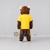 Custom Brown and Yellow Bison in T Shirt Mascot Costume Adult Full Body Suit for Sports Events