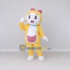 Custom Yellow White and Pink Cat Character Mascot Costume Adult Full Body Suit for School Events Custom Yellow White and Pink Cat Character Mascot Costume Adult Full Body Suit for School Events