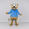 Custom Tan and Blue Beaver in T Shirt Mascot Costume Adult Full Body Suit for School Events