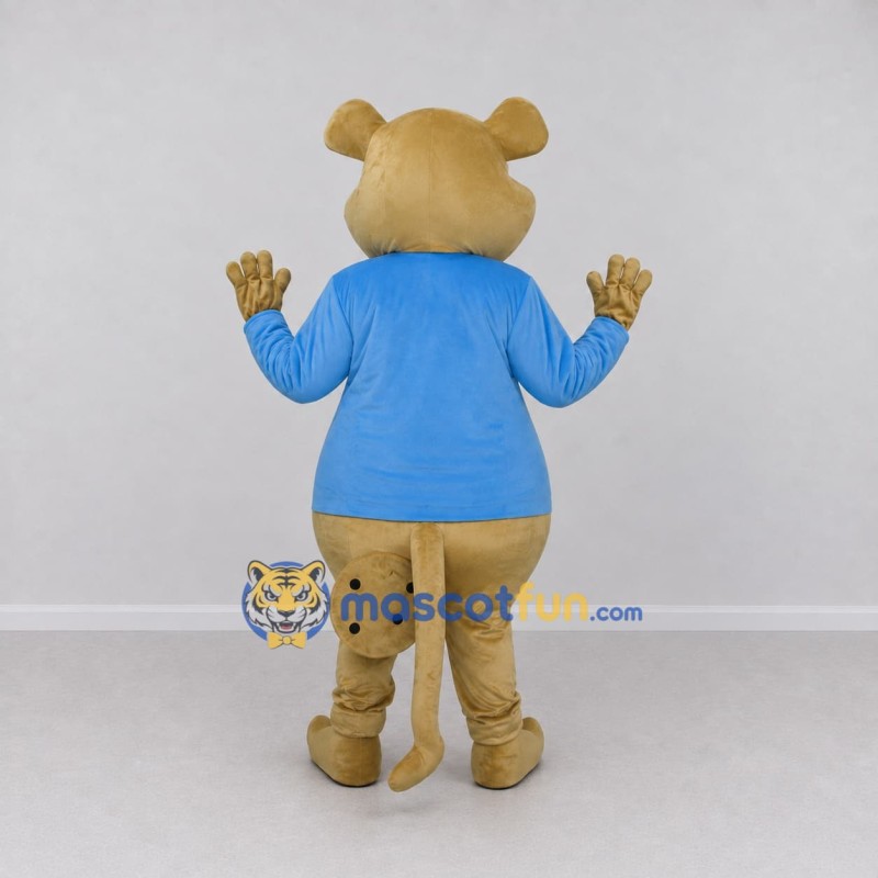 Custom Tan and Blue Beaver in T Shirt Mascot Costume Adult Full Body Suit for School Events