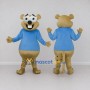Custom Tan and Blue Beaver in T Shirt Mascot Costume Adult Full Body Suit for School Events