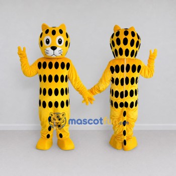 Custom Yellow and Black Spotted Big Cat Mascot Costume Adult Full Body Suit for Wildlife Events